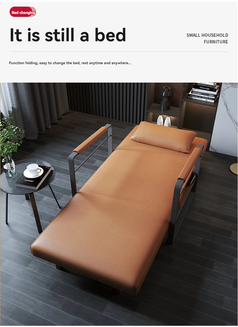 [Pre-order]  Italian minimalist small sofa bed dual-purpose foldable study folding recliner small apartment study push-and-retractable bed-Smart-Living