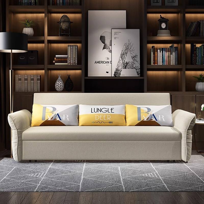 [Pre-order]  Foldable retractable multifunctional sofa bed living room small apartment double sitting and sleeping Internet celebrity simple storage-Smart-Living