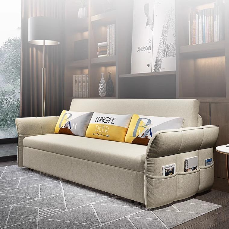 [Pre-order]  Foldable retractable multifunctional sofa bed living room small apartment double sitting and sleeping Internet celebrity simple storage-Smart-Living