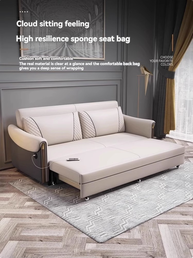 [Pre-order]  Sofa bed 2023 new folding dual-purpose small apartment living room Internet celebrity style technology cloth retractable sofa bed-Smart-Living