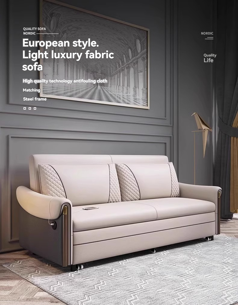 [Pre-order]  Sofa bed 2023 new folding dual-purpose small apartment living room Internet celebrity style technology cloth retractable sofa bed-Smart-Living