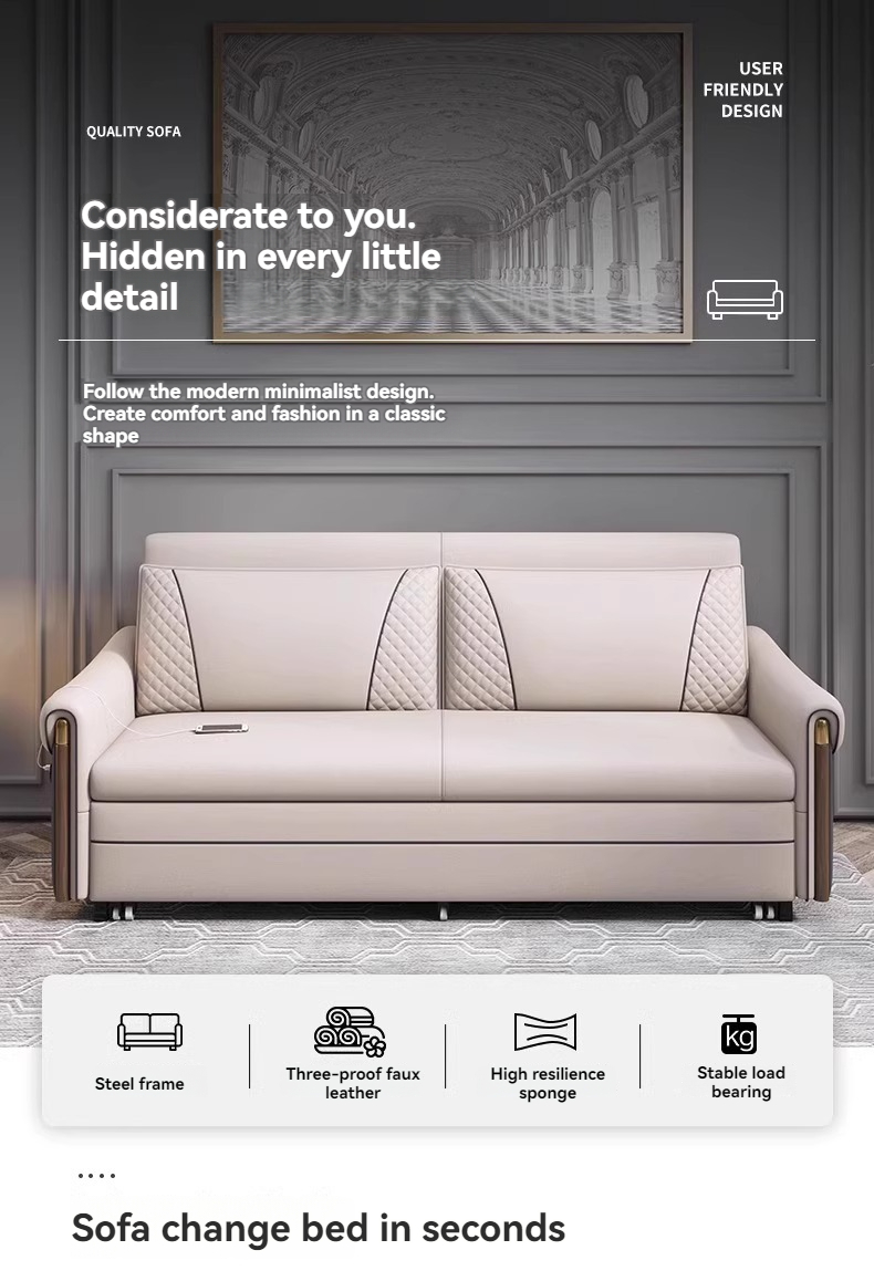 [Pre-order]  Sofa bed 2023 new folding dual-purpose small apartment living room Internet celebrity style technology cloth retractable sofa bed-Smart-Living