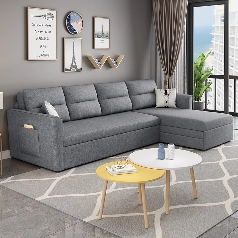 [Pre-order]  Small apartment multifunctional folding sofa bed dual-use single and double economical Internet celebrity cotton and linen simple storage sofa bed-Smart-Living