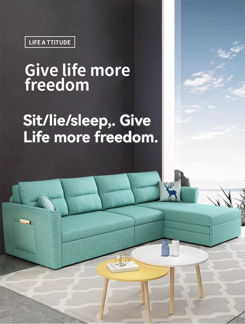 [Pre-order]  Small apartment multifunctional folding sofa bed dual-use single and double economical Internet celebrity cotton and linen simple storage sofa bed-Smart-Living