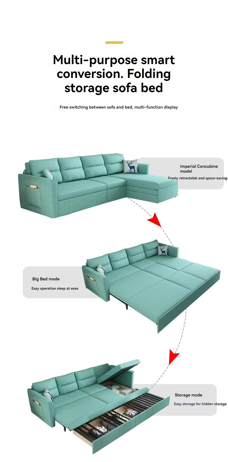 [Pre-order]  Small apartment multifunctional folding sofa bed dual-use single and double economical Internet celebrity cotton and linen simple storage sofa bed-Smart-Living