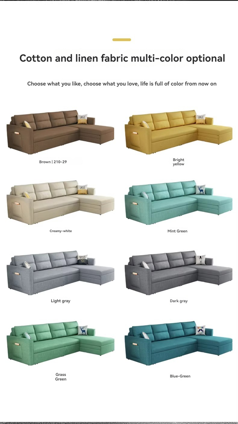 [Pre-order]  Small apartment multifunctional folding sofa bed dual-use single and double economical Internet celebrity cotton and linen simple storage sofa bed-Smart-Living