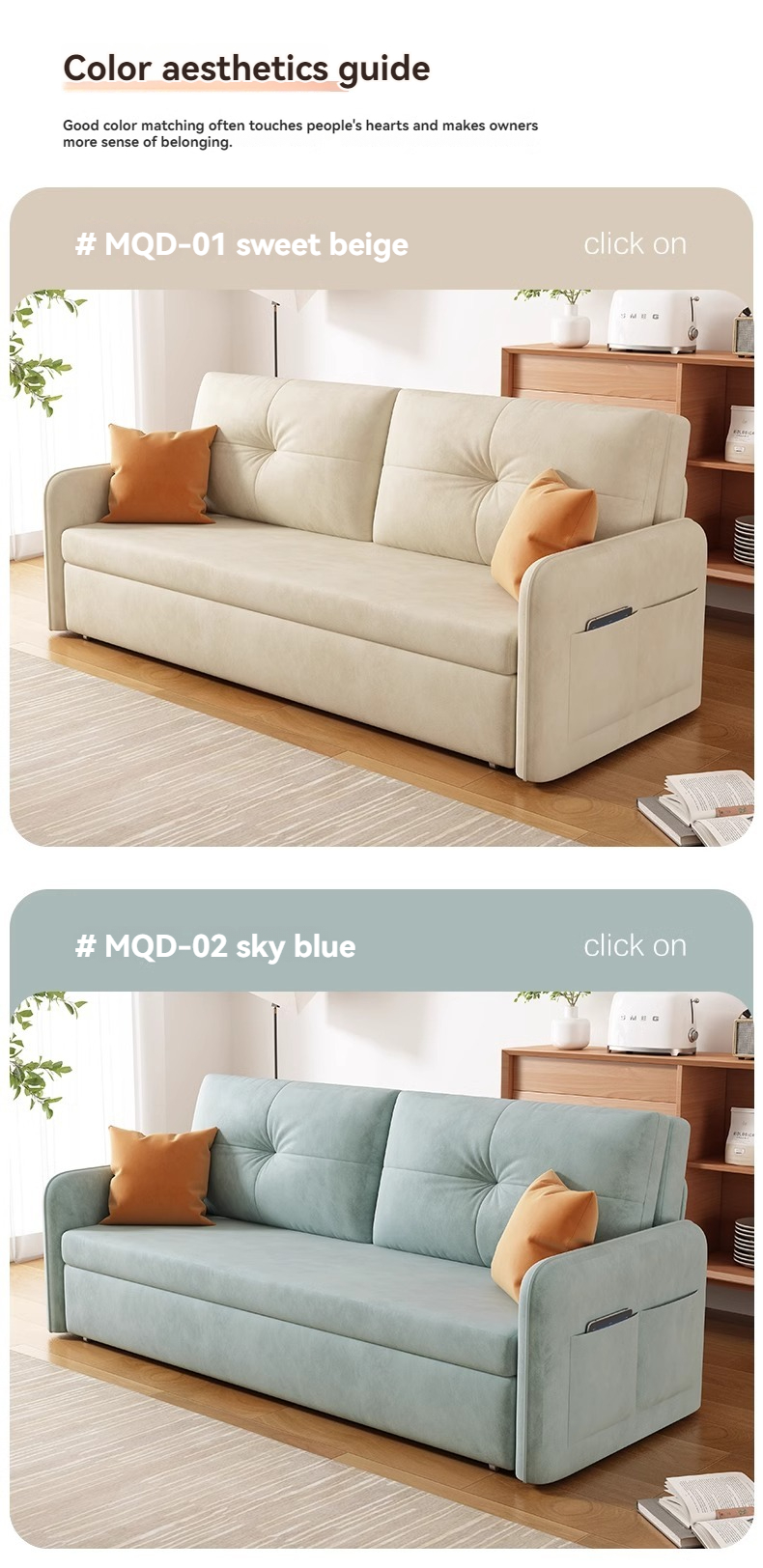 [Pre-order]  Science and technology cloth sofa bed sitting and sleeping dual-use multi-functional folding can be disassembled and washed light luxury style-Smart-Living