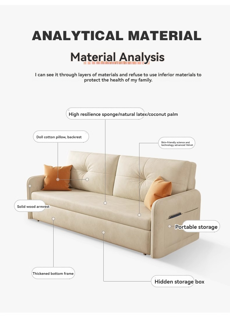 [Pre-order]  Science and technology cloth sofa bed sitting and sleeping dual-use multi-functional folding can be disassembled and washed light luxury style-Smart-Living