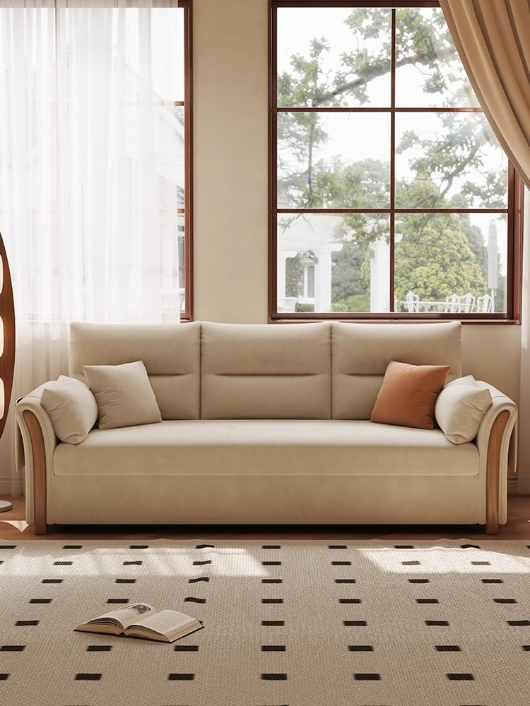 [Pre-order]  Multi-functional sofa bed folding dual-purpose retractable economy sitting and sleeping network red solid wood  sofa bed-Smart-Living