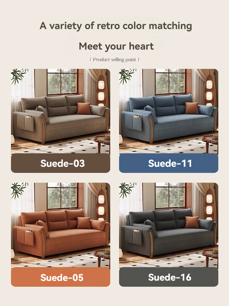 [Pre-order]  Multi-functional sofa bed folding dual-purpose retractable economy sitting and sleeping network red solid wood  sofa bed-Smart-Living