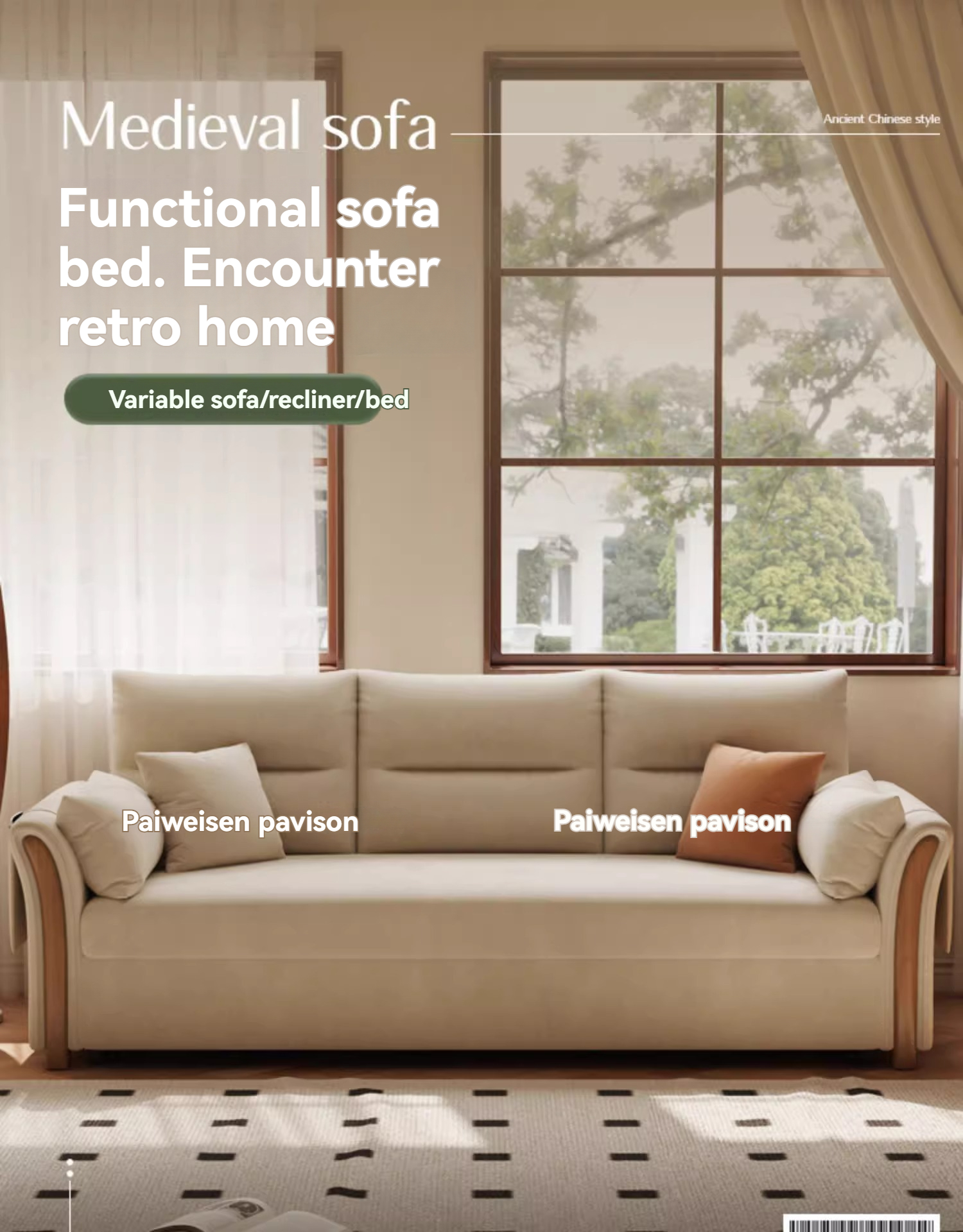 [Pre-order]  Multi-functional sofa bed folding dual-purpose retractable economy sitting and sleeping network red solid wood  sofa bed-Smart-Living