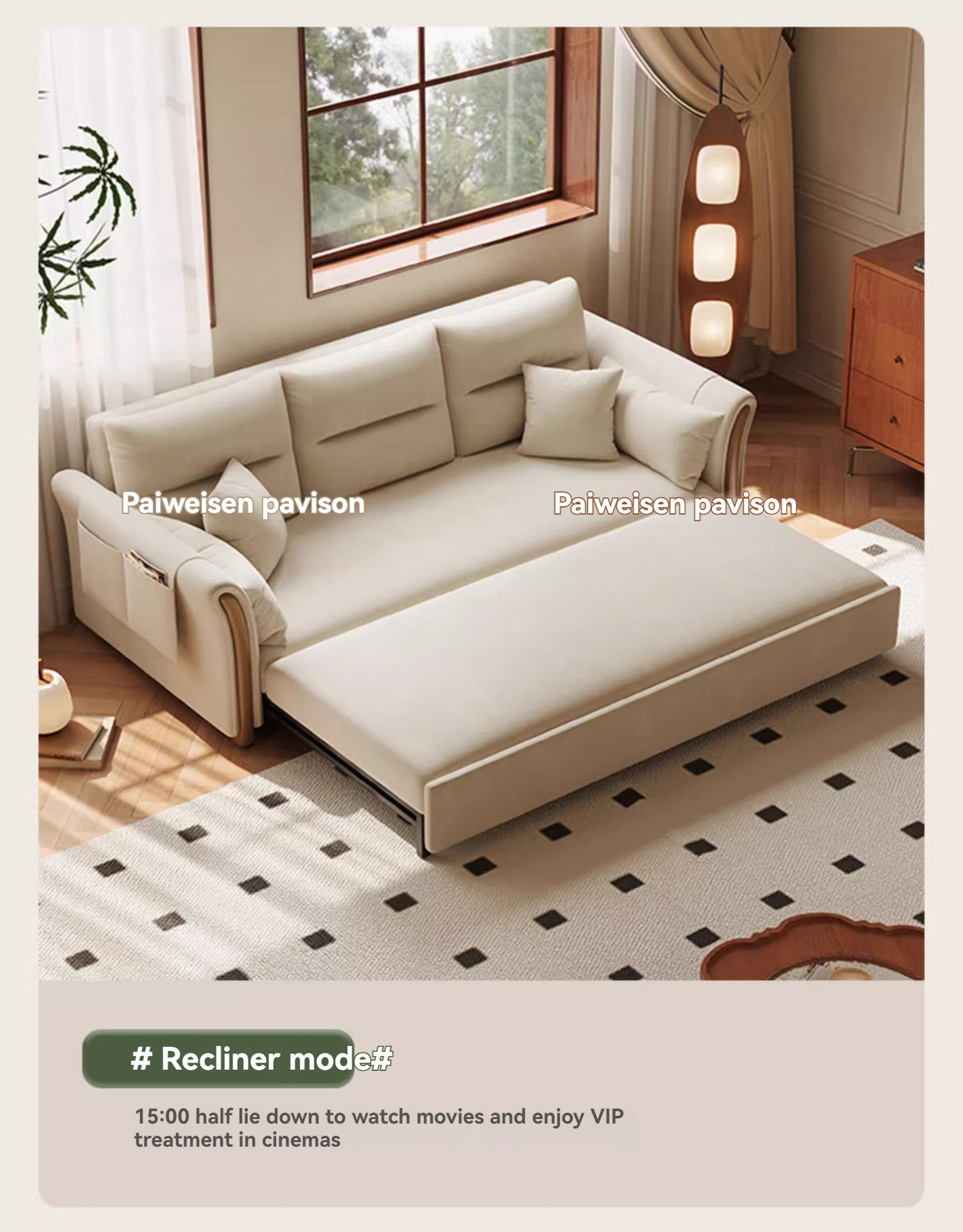 [Pre-order]  Multi-functional sofa bed folding dual-purpose retractable economy sitting and sleeping network red solid wood  sofa bed-Smart-Living