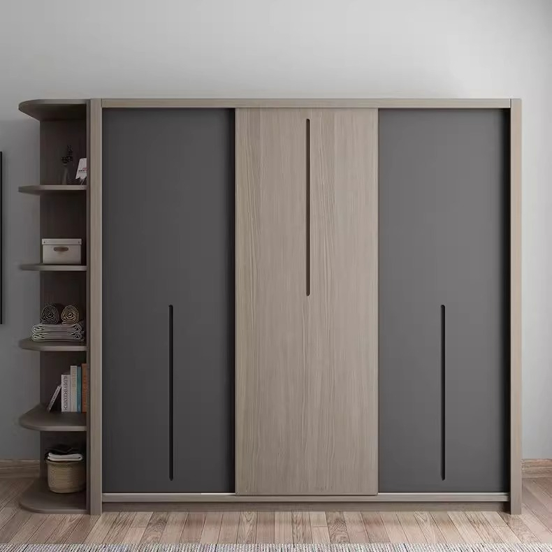 [Pre-order]  New MuYue wooden wardrobe Nordic sliding door wardrobe sliding door combination bedroom sliding door large wardrobe master bedroom hanging wardrobe room-Smart-Living