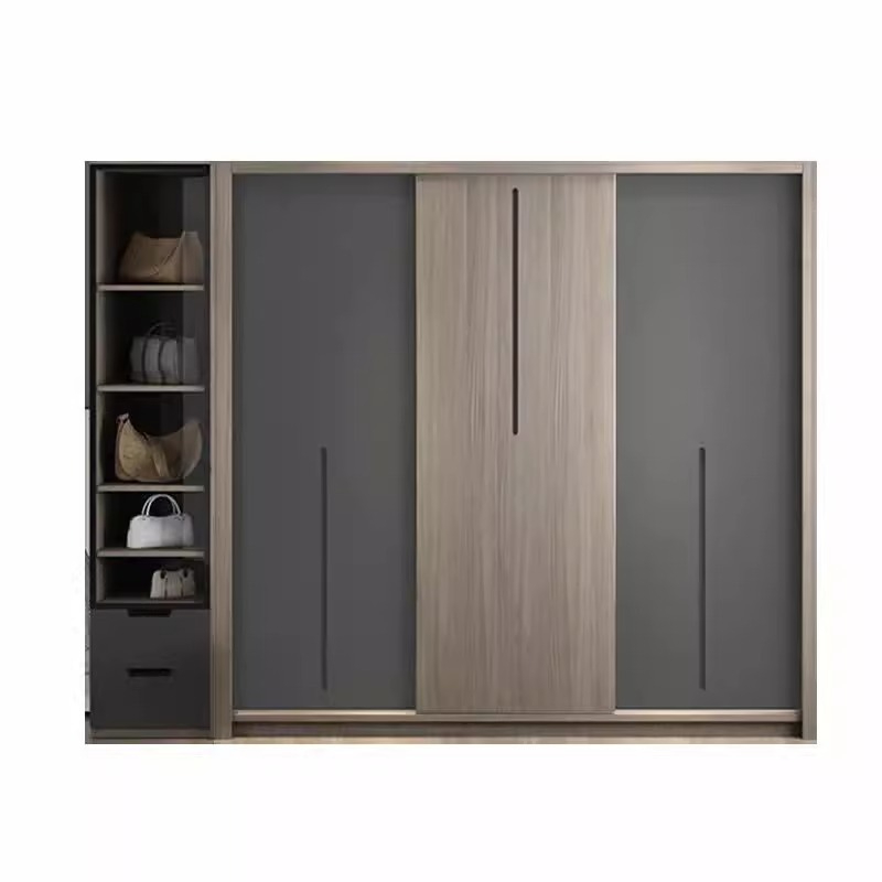 [Pre-order]  New MuYue wooden wardrobe Nordic sliding door wardrobe sliding door combination bedroom sliding door large wardrobe master bedroom hanging wardrobe room-Smart-Living