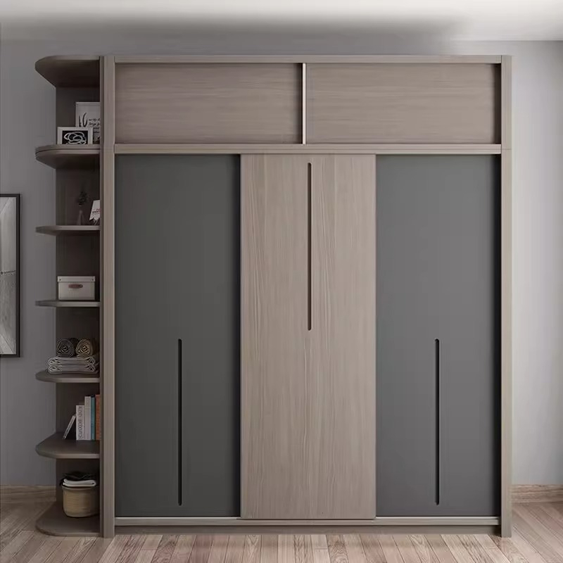 [Pre-order]  New MuYue wooden wardrobe Nordic sliding door wardrobe sliding door combination bedroom sliding door large wardrobe master bedroom hanging wardrobe room-Smart-Living