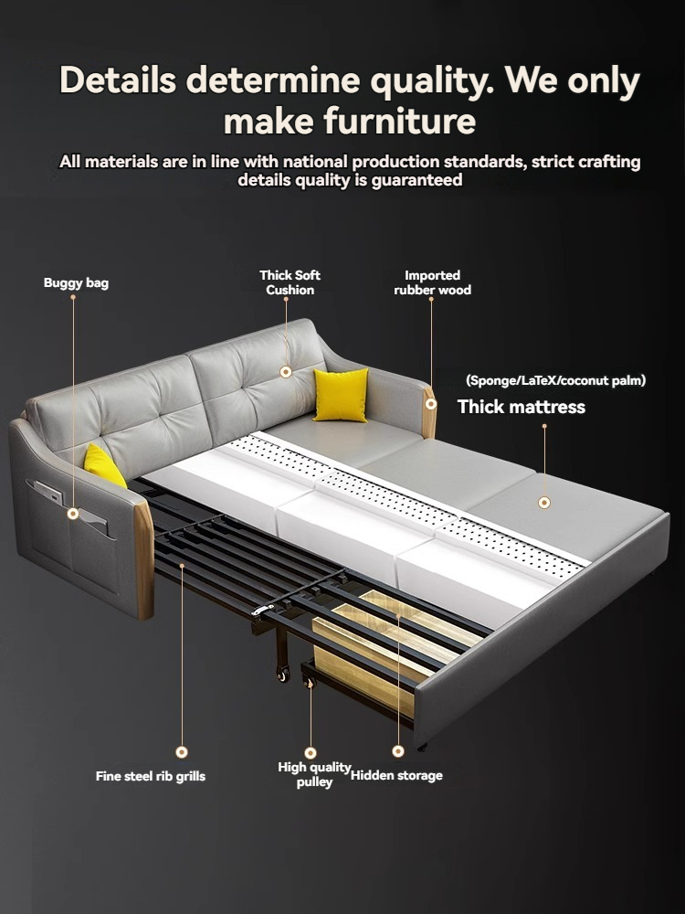 [Pre-order]  Washless technology cloth folding cloth sofa bed double living room multi-purpose simple extension and reduction of household storage-Smart-Living