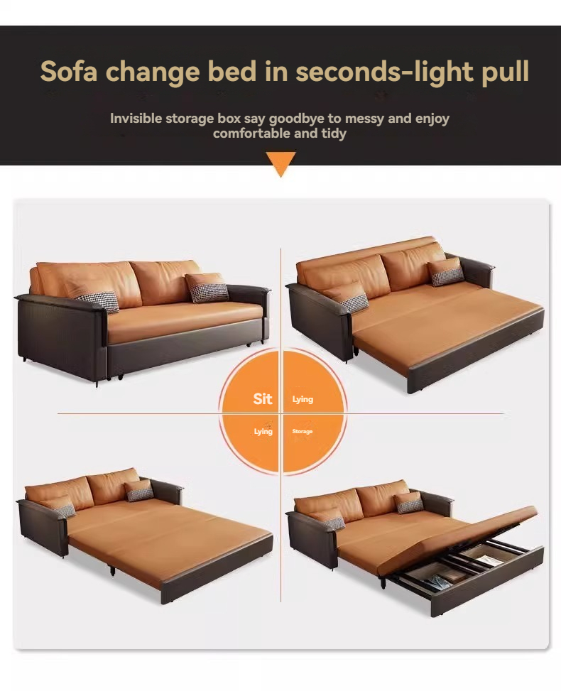 [Pre-order]  Folding dual-use sofa bed double multi-functional science and technology cloth living room can be pulled out integrated sofa bed-Smart-Living