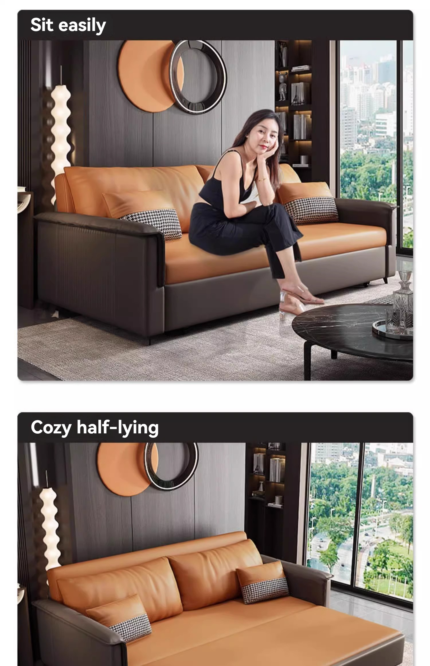 [Pre-order]  Folding dual-use sofa bed double multi-functional science and technology cloth living room can be pulled out integrated sofa bed-Smart-Living