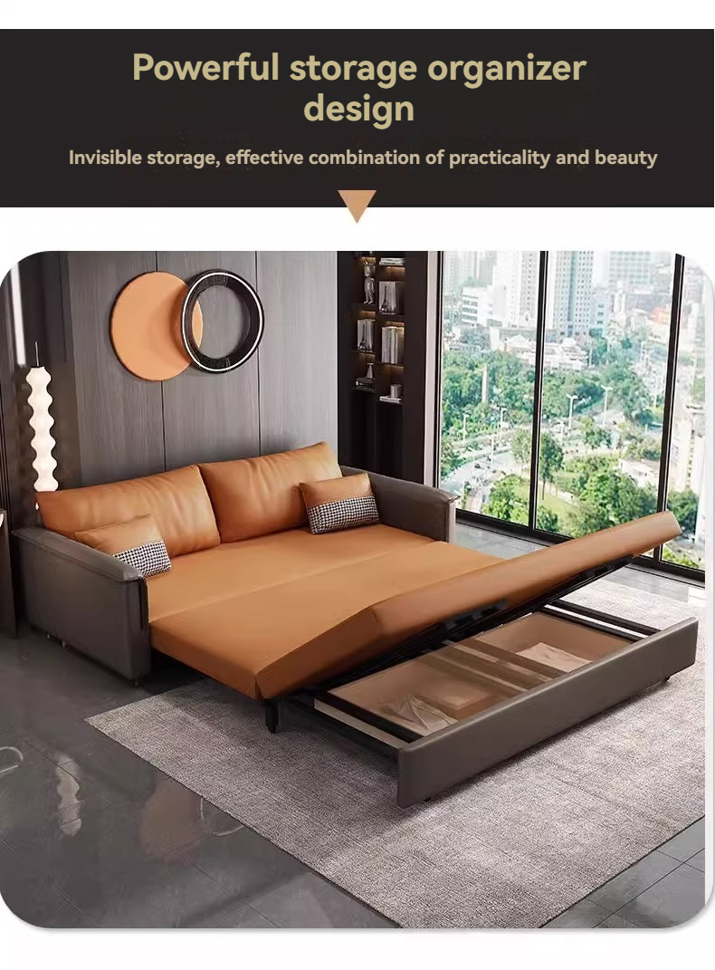 [Pre-order]  Folding dual-use sofa bed double multi-functional science and technology cloth living room can be pulled out integrated sofa bed-Smart-Living