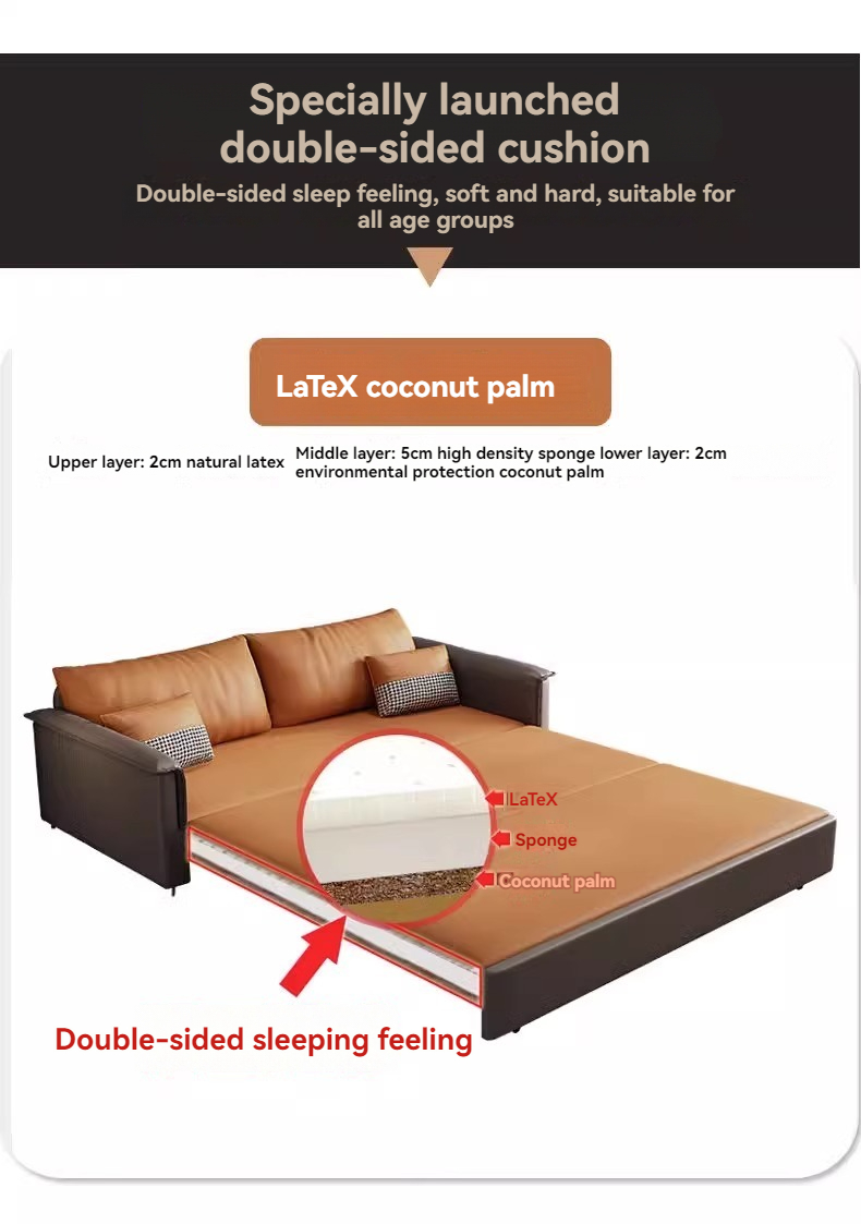 [Pre-order]  Folding dual-use sofa bed double multi-functional science and technology cloth living room can be pulled out integrated sofa bed-Smart-Living