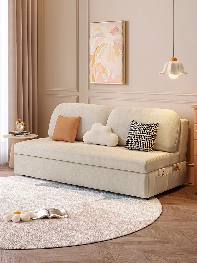 [Pre-order]  Cream Wind technology flannelette foldable sofa bed dual-purpose household small living room study-Smart-Living