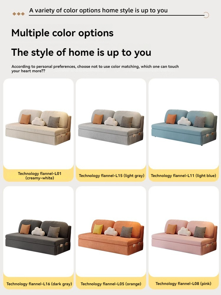 [Pre-order]  Cream Wind technology flannelette foldable sofa bed dual-purpose household small living room study-Smart-Living