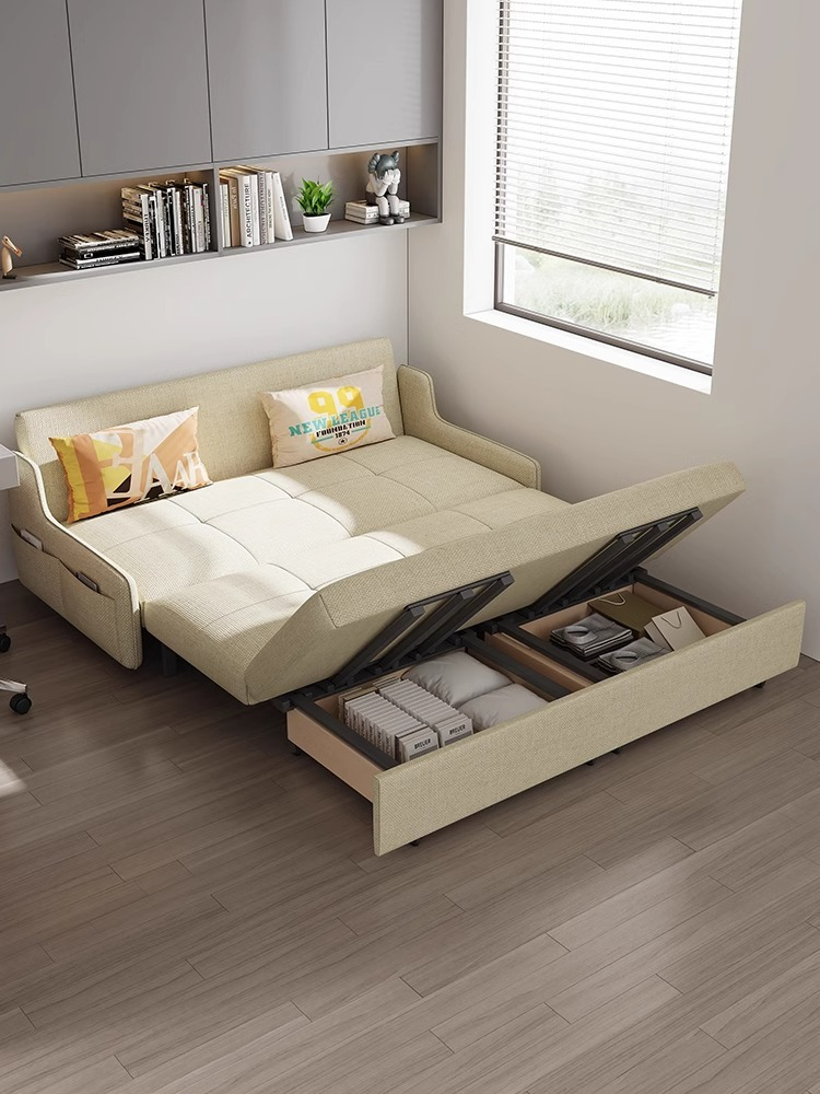 [Pre-order]  Collapsible dual-use multi-functional sofa bed small apartment three-fold technology cloth economic retractable-Smart-Living