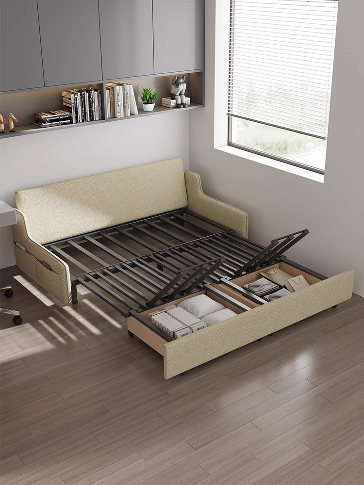 [Pre-order]  Collapsible dual-use multi-functional sofa bed small apartment three-fold technology cloth economic retractable-Smart-Living