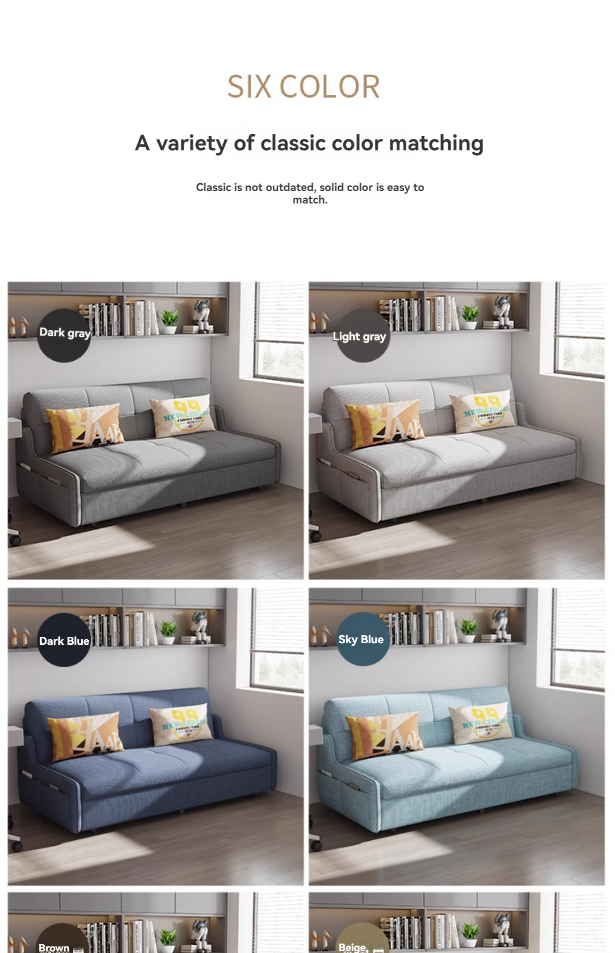 [Pre-order]  Collapsible dual-use multi-functional sofa bed small apartment three-fold technology cloth economic retractable-Smart-Living