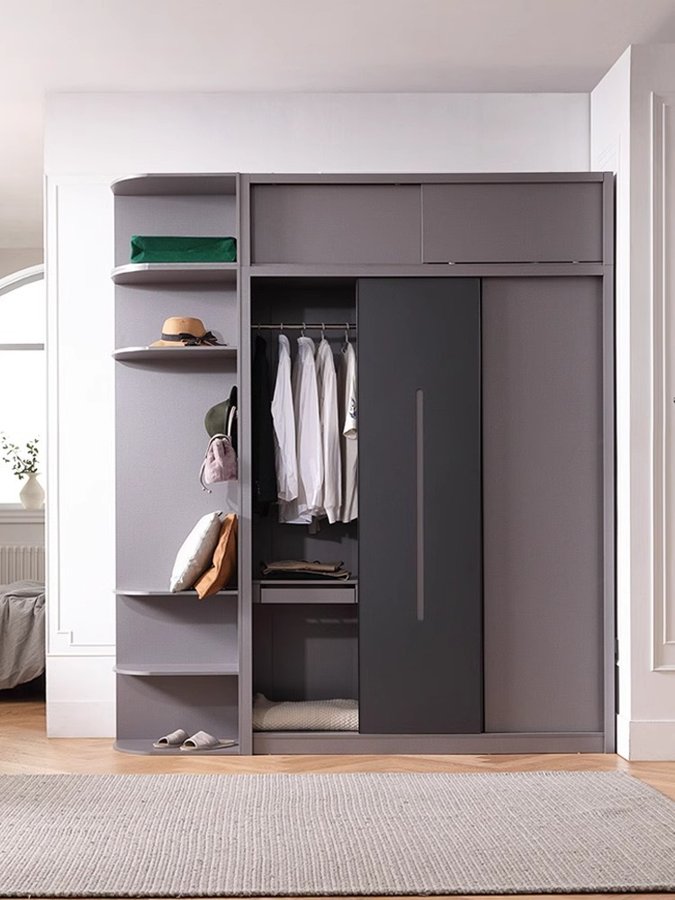 [Pre-order]  Wooden Moon Nordic Sliding Door Wardrobe Simple Modern Sliding Door Cabinet Combination Economical Home Bedroom Large Wardrobe-Smart-Living