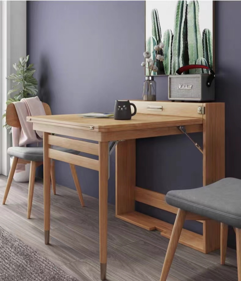 [Pre-order]  Warner's Modern Minimalist Solid Wood Nordic Style Rectangular Telescopic Dining Table and Chair Set For Small Apartments-Smart-Living