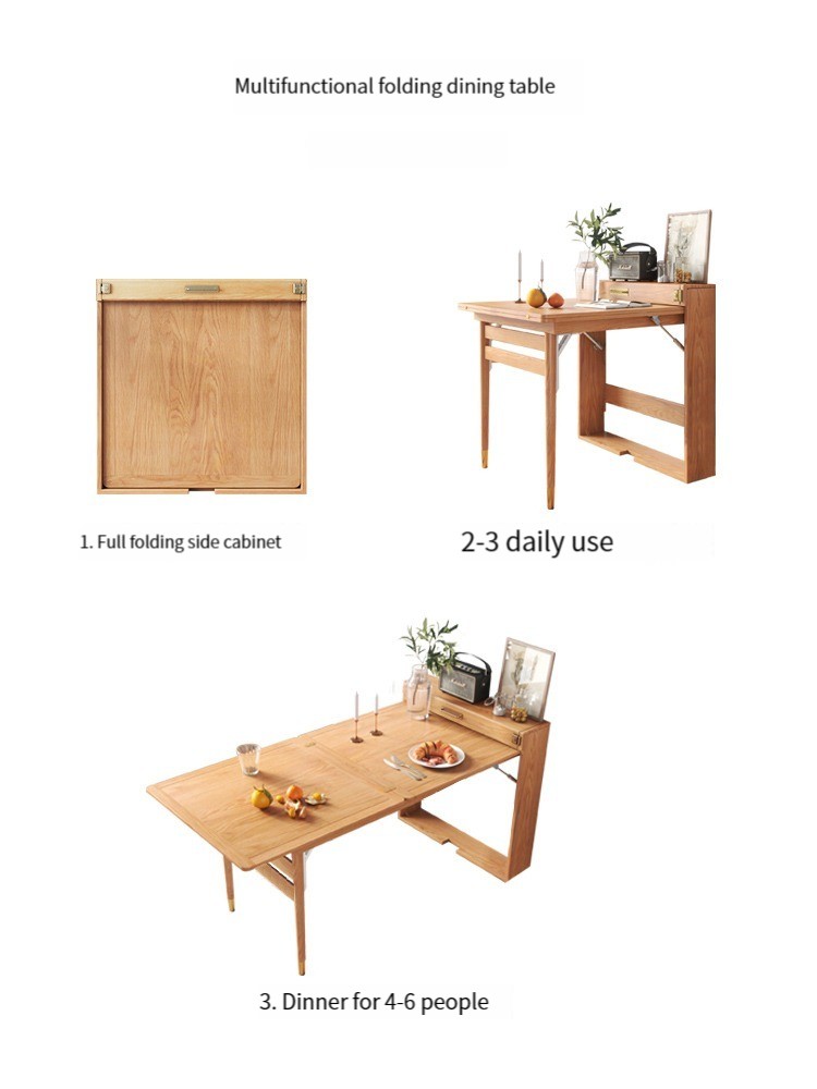 [Pre-order]  Warner's Modern Minimalist Solid Wood Nordic Style Rectangular Telescopic Dining Table and Chair Set For Small Apartments-Smart-Living