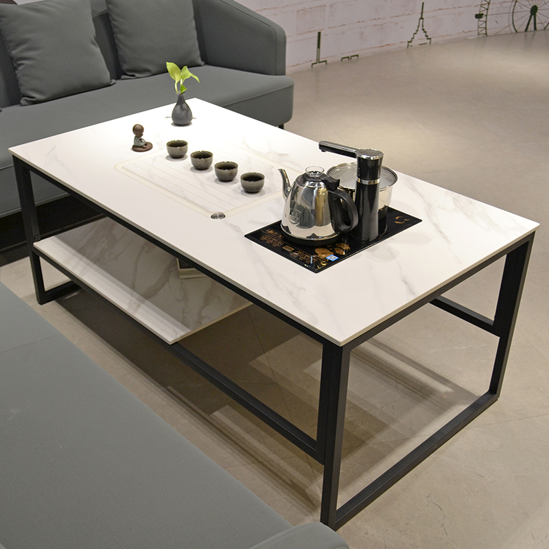 【Showroom】Kung Fu tea table modern simple sofa tea table combination set reception area reception integrated tea tray rock plate tea table-Smart-Living