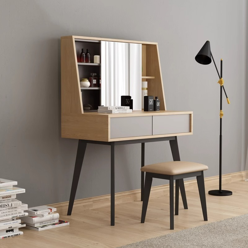 [Pre-order]  Modern simple dressing table network red ins wind bedroom small unit Nordic multi-functional makeup table storage cabinet-Smart-Living