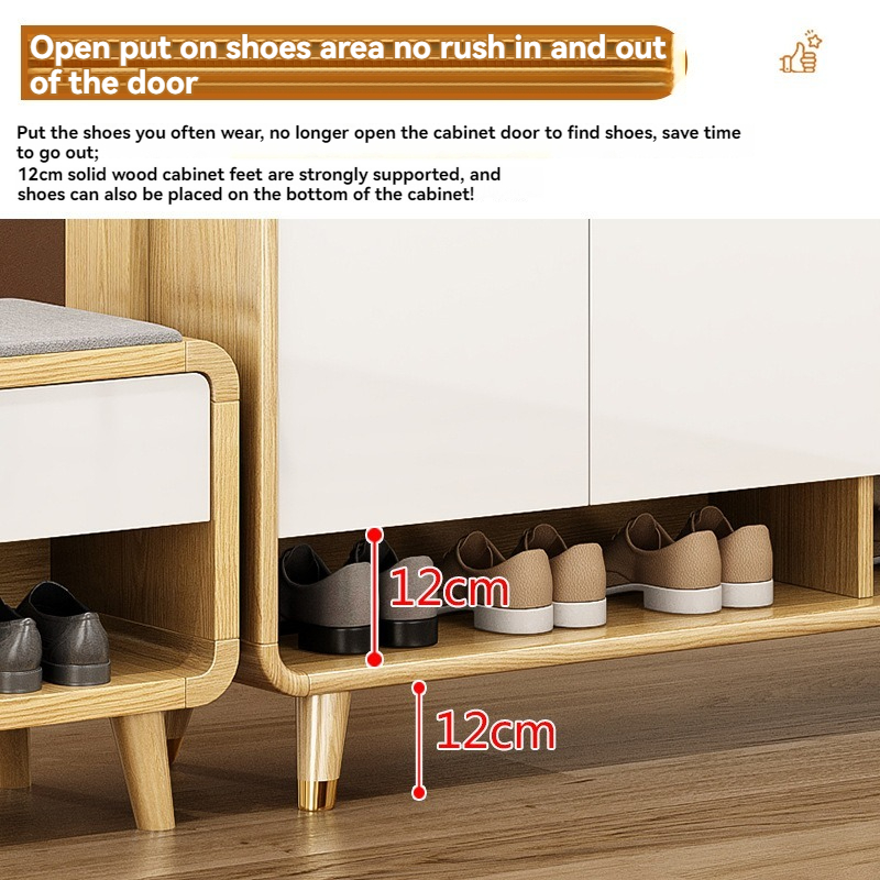 [Pre-order]  Porch Hanger Shoe Cabinet Large Capacity Storage Cabinet At the Door Of the Household Living Room Storage Partition Cabinet Seat Stool One-Smart-Living