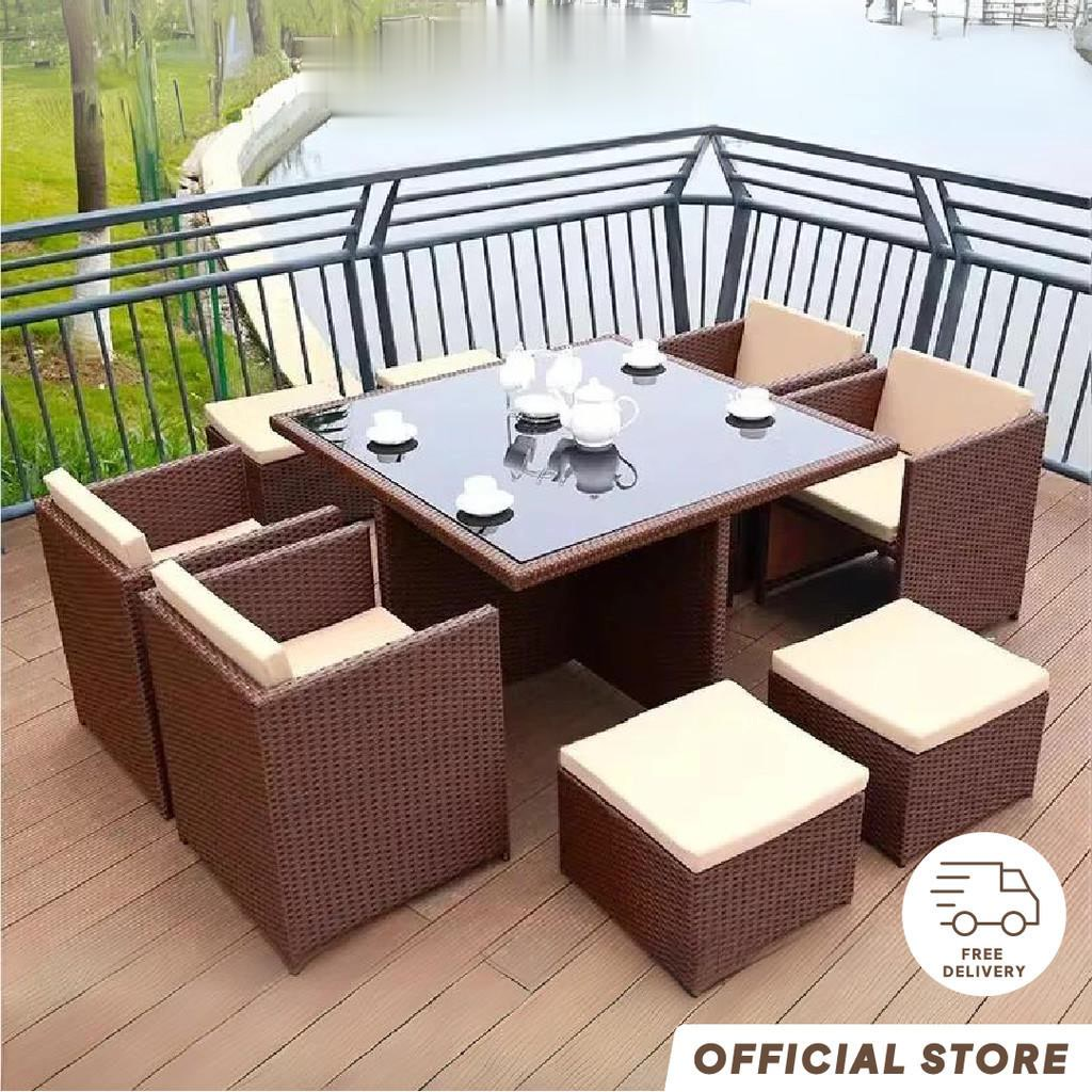 [Pre-order]  Outdoor table, chair, rattan chair combination, courtyard, leisure rattan weaving terrace, outdoor villa, courtyard-Smart-Living
