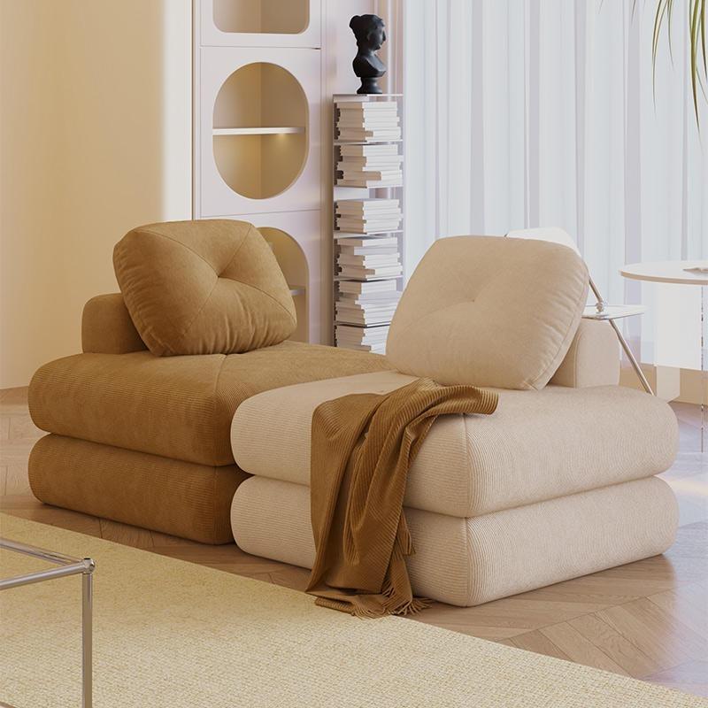 [Local Stock] Butter Tofu Block Lazy Cloth Sofa Living Room Simple Small House Single Module Technology Cloth Sofa Removable and Washable-Smart-Living