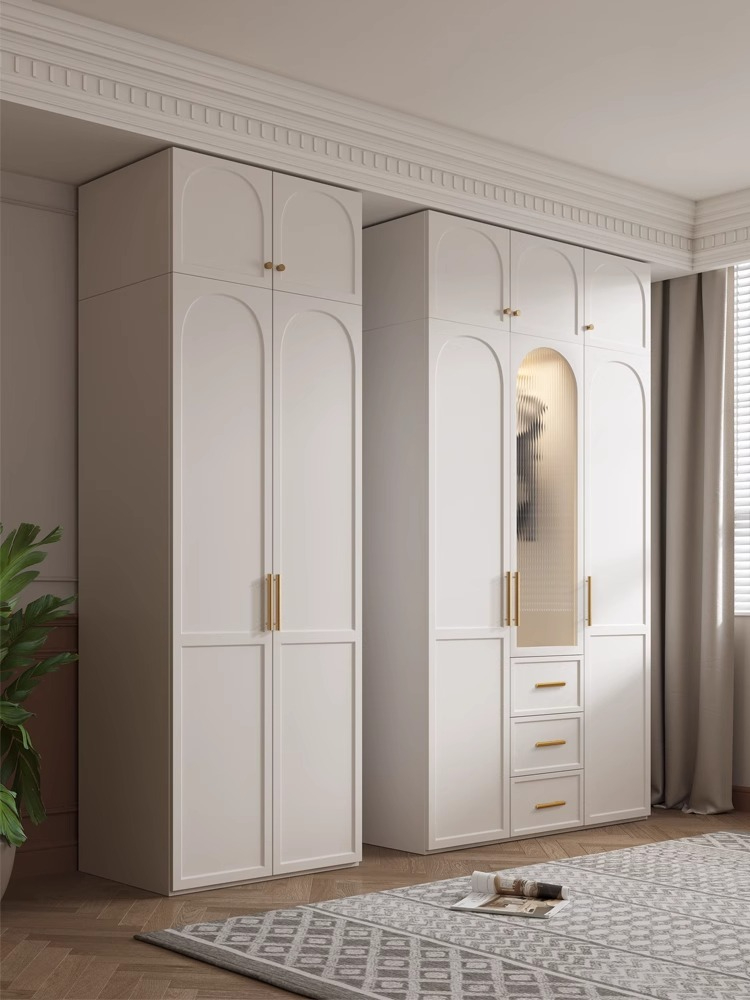 [Pre-order]  Wardrobe Household bedroom French solid wood network red storage cabinet modern simple glass door combination light luxury wardrobe-Smart-Living