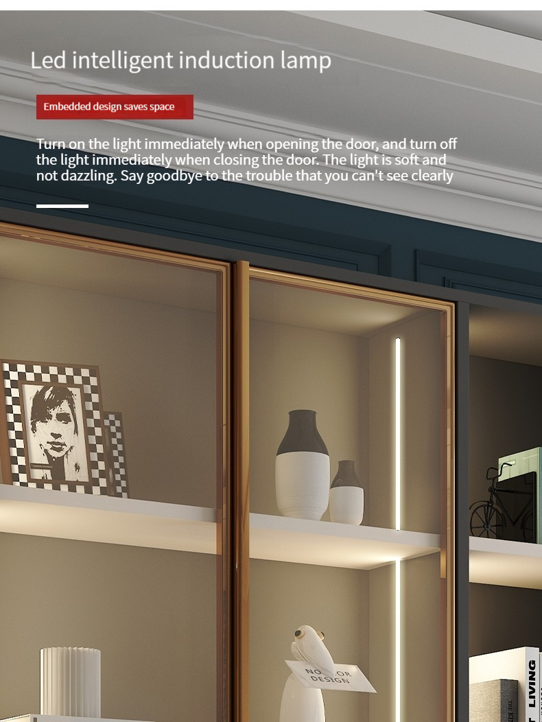 [Pre-order] Nordic Glass Door Full Wall Bookcase, Simple and Modern, with Doors, Storage Shelves, and Floor-standing Study Background Wall, Large Bookshelf.-Smart-Living