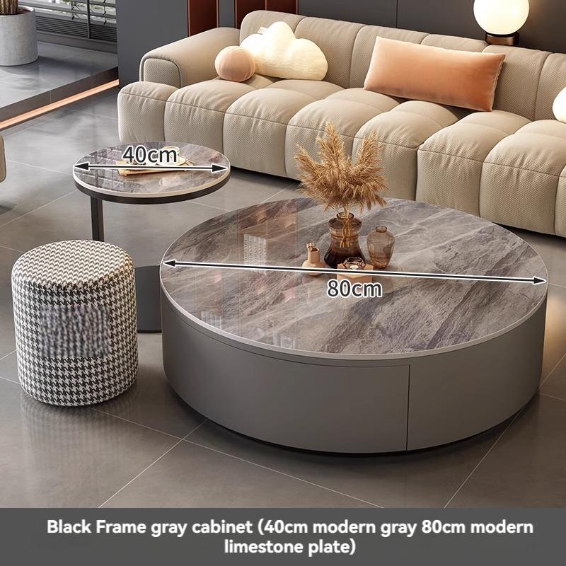 [Pre-order]  Rock Slab Coffee Table Living Room Household Light Luxury Modern Simple Round Premium Sense Net Red Small Household Side Table-Smart-Living