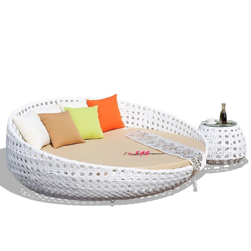 [Pre-order] Internet celebrity ins rattan woven large round bed, double rattan bed, outdoor furniture, balcony rattan bed, homestay,-Smart-Living