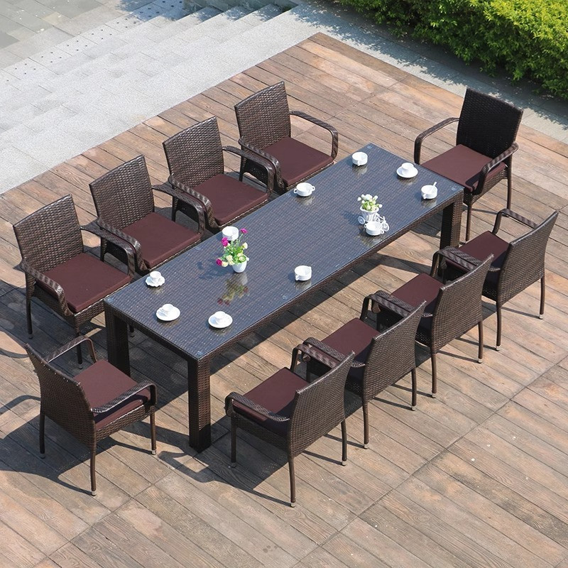 [Pre-order] Outdoor large rattan weaving dining table, chair, rattan chair, coffee table, leisure garden, imitation rattan-Smart-Living