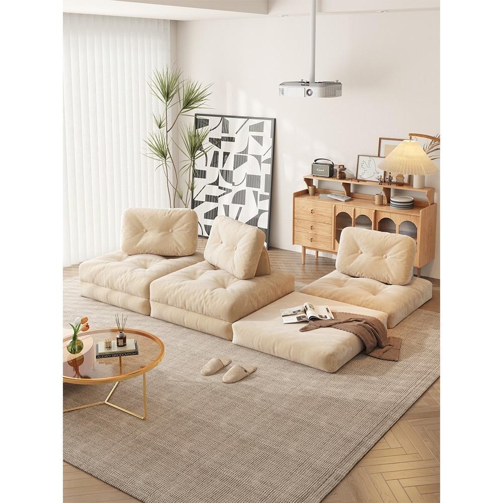 [Local Stock] Butter Tofu Block Lazy Cloth Sofa Living Room Simple Small House Single Module Technology Cloth Sofa Removable and Washable-Smart-Living