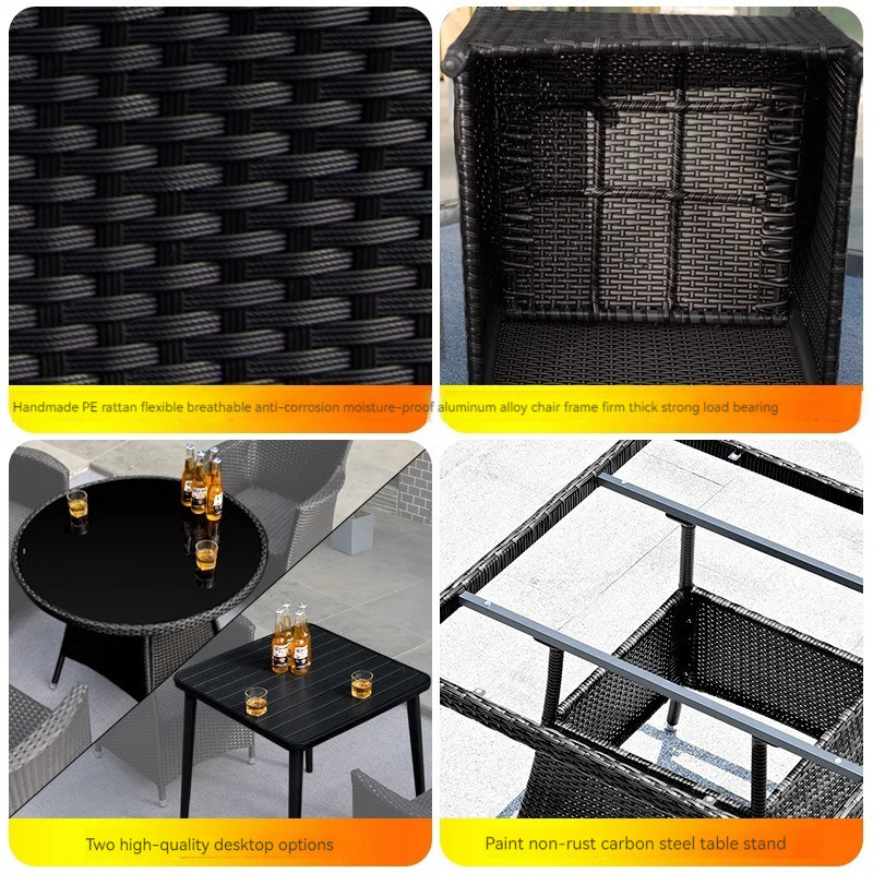[Pre-order]  Outdoor tables, chairs, courtyards, outdoor terraces, gardens, leisure chairs, combination courtyards, rattan woven-Smart-Living