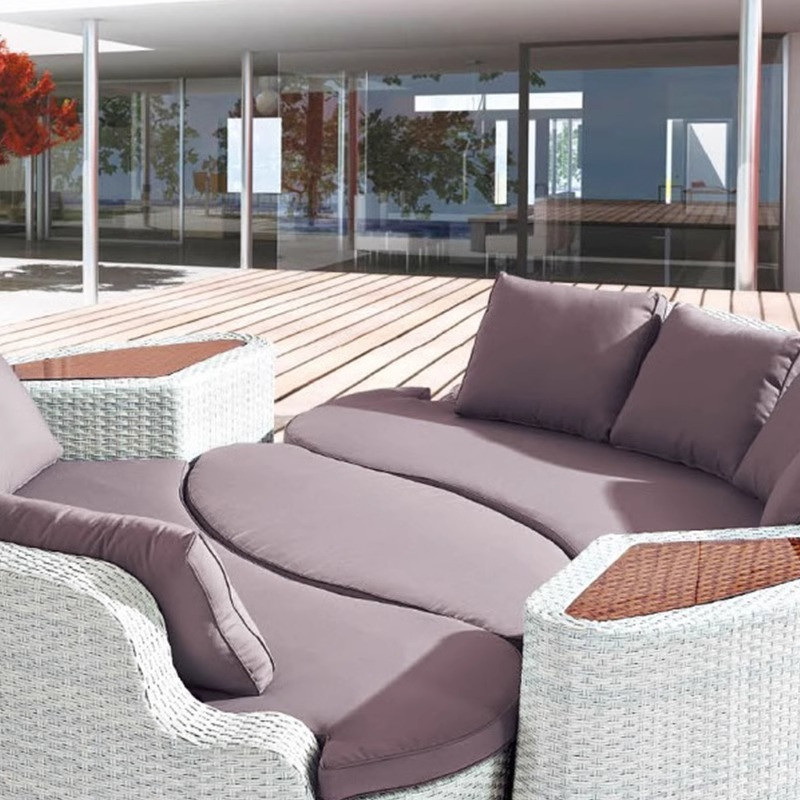 [Pre-order]  Outdoor sofa for courtyard, terrace, balcony, three-person leisure living room combination, made of rattan,-Smart-Living
