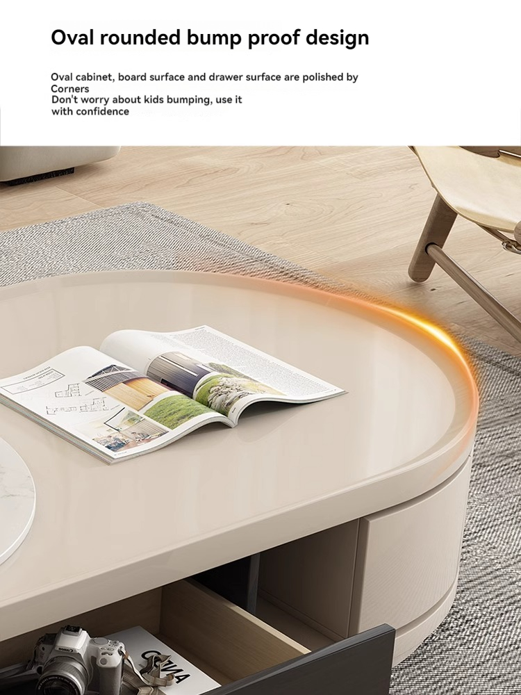 [Pre-order]  Light luxury rock panel tea table TV cabinet combination of small apartment simple network red creative advanced sense tea table living room home-Smart-Living