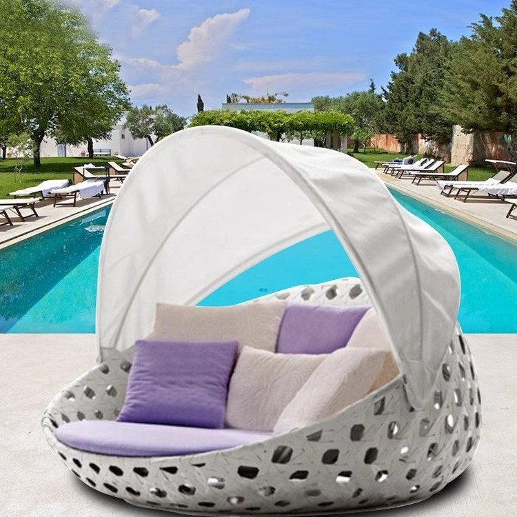 [Pre-order] Internet celebrity ins rattan woven large round bed, double rattan bed, outdoor furniture, balcony rattan bed, homestay,-Smart-Living