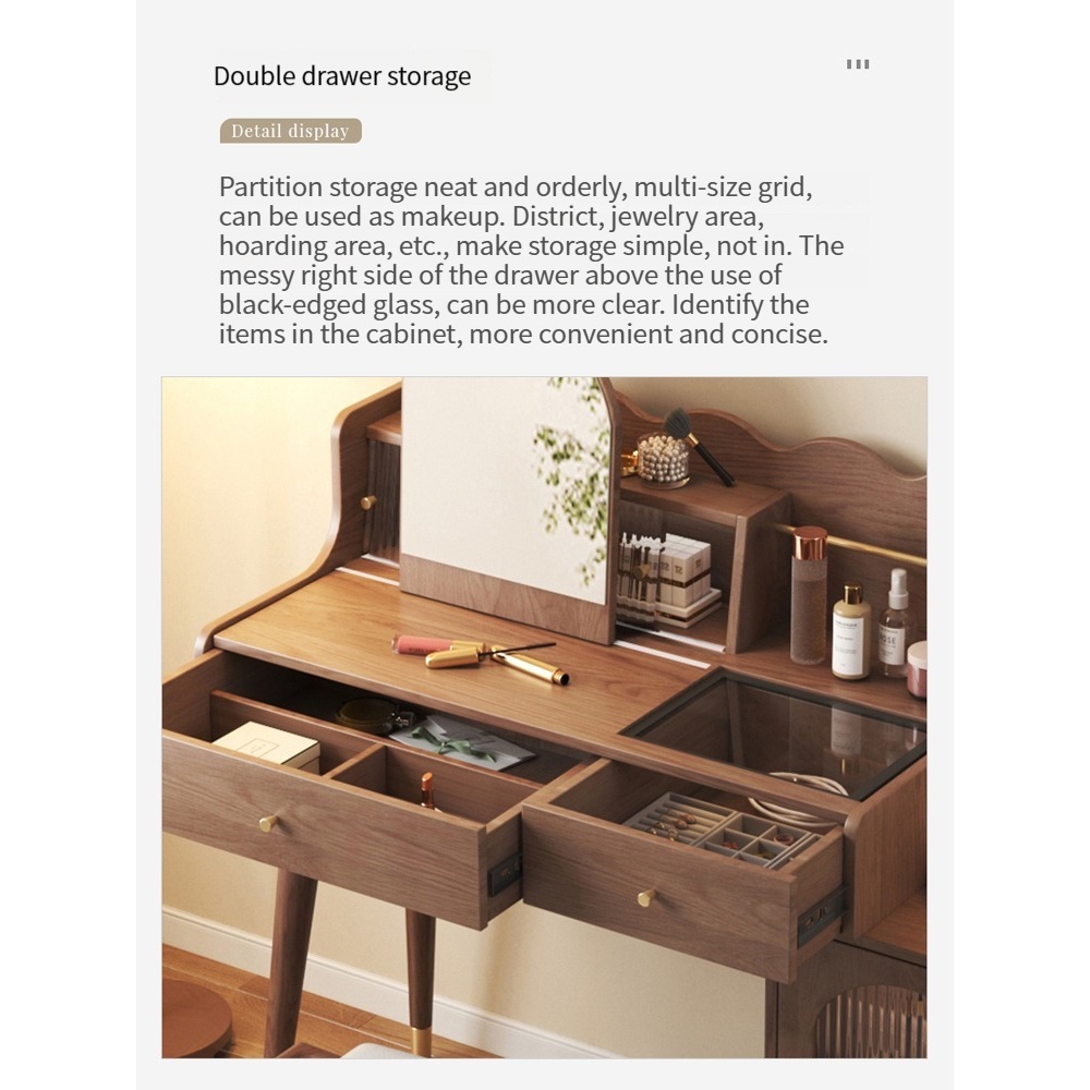 [Pre-order]  MLK Modern Minimalist Sleek Retractable Dressing Table Vanity Table with Storage and Integrated Makeup Mirror-Smart-Living