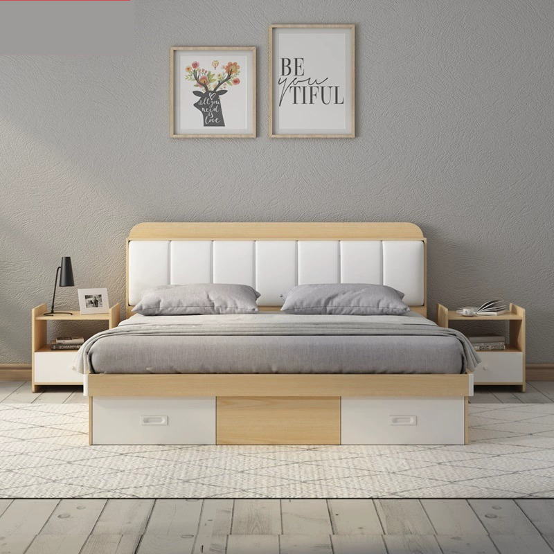 [Pre-order]  Nordic modern minimalist tatami air pressure high box storage bed 1.8m double bed 1.5m storage | master bedroom with Storage-Smart-Living