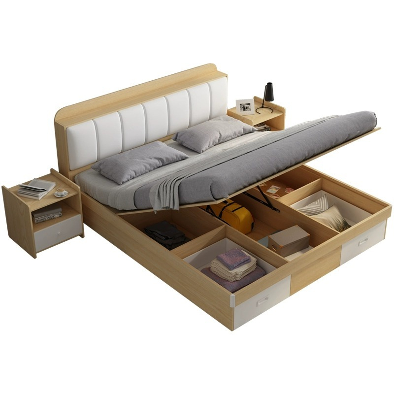[Pre-order]  Nordic modern minimalist tatami air pressure high box storage bed 1.8m double bed 1.5m storage | master bedroom with Storage-Smart-Living